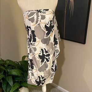 Reiss Strapless Dress in Black, Gray, and Cream